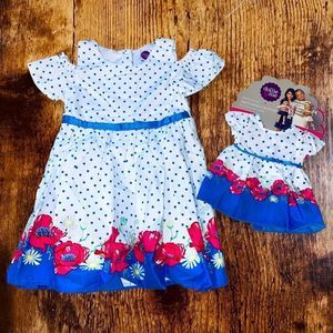Dollie and Me Little Girls Size 4 Floral Polka-Dotted Dress